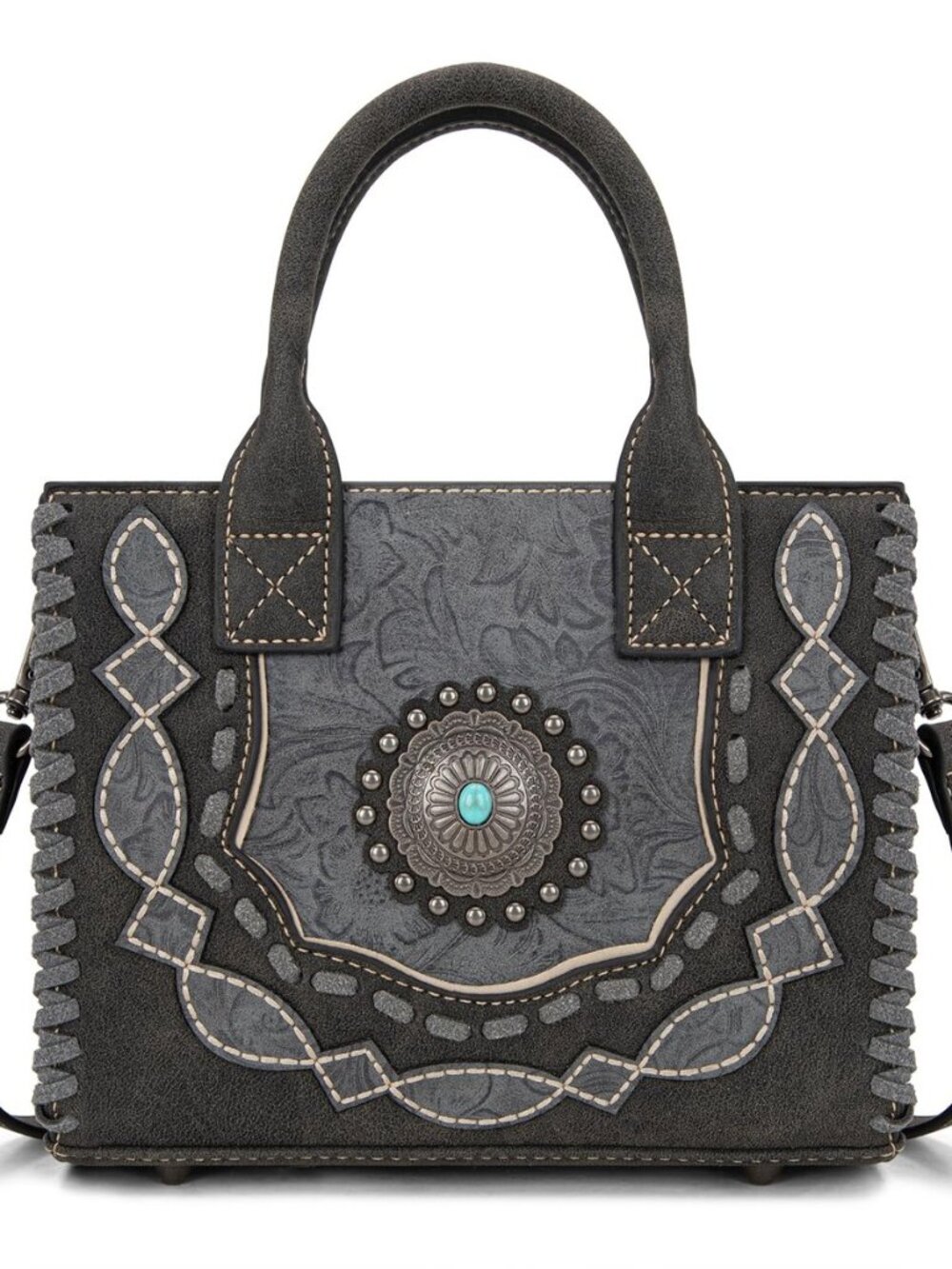 Mini Tote Bag Embossed Collection Western Floral Tooled Handbag